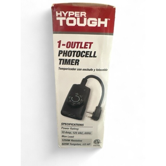 Hyper Tough Indoor Outdoor 1 Outlet Photocell timer Grounded New Sealed - Picture 3 of 3